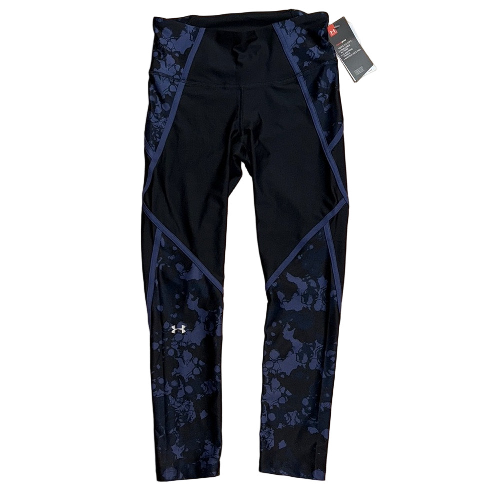 Under Armour HeatGear Compression Leggings Medium Black Blue NWT Athletic